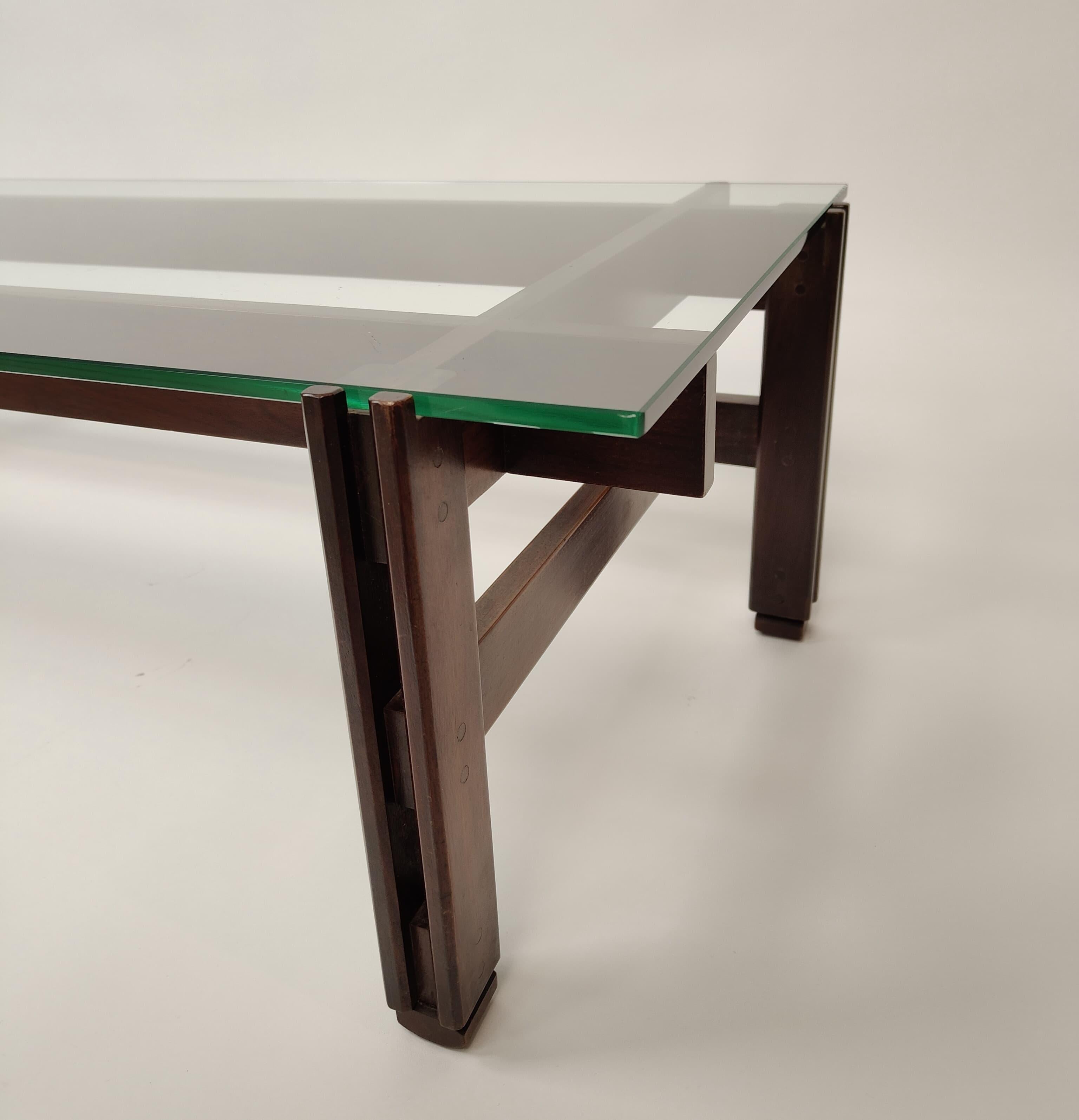 Couchtisch aus Holz und Glas von Ico Parisi, Modell 751, für Cassina - 1962, Italien (Italian) im Angebot