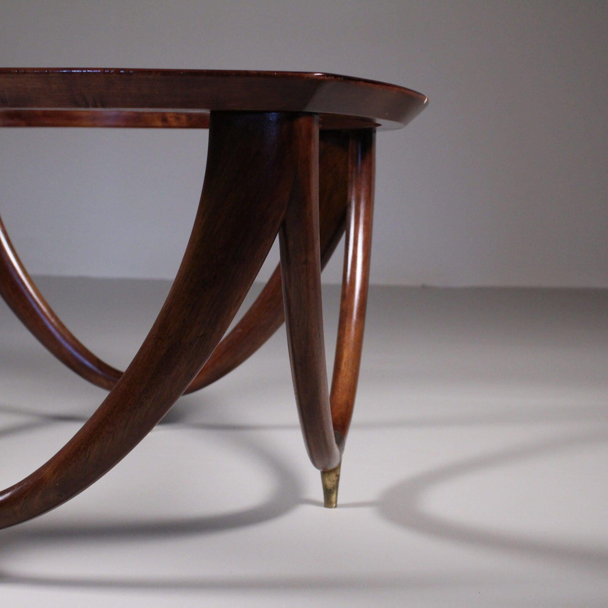 Table basse en bois et verre, Melchiorre Bega, vers 1950 Bon état - En vente à Milano, Lombardia