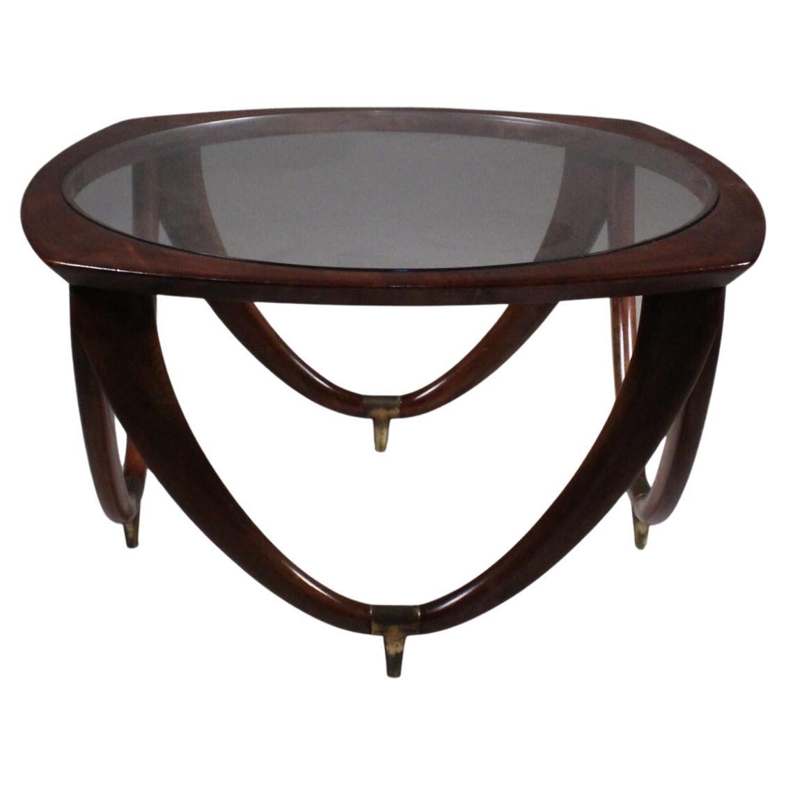 Mesa de centro de madera y cristal, Melchiorre Bega, hacia 1950