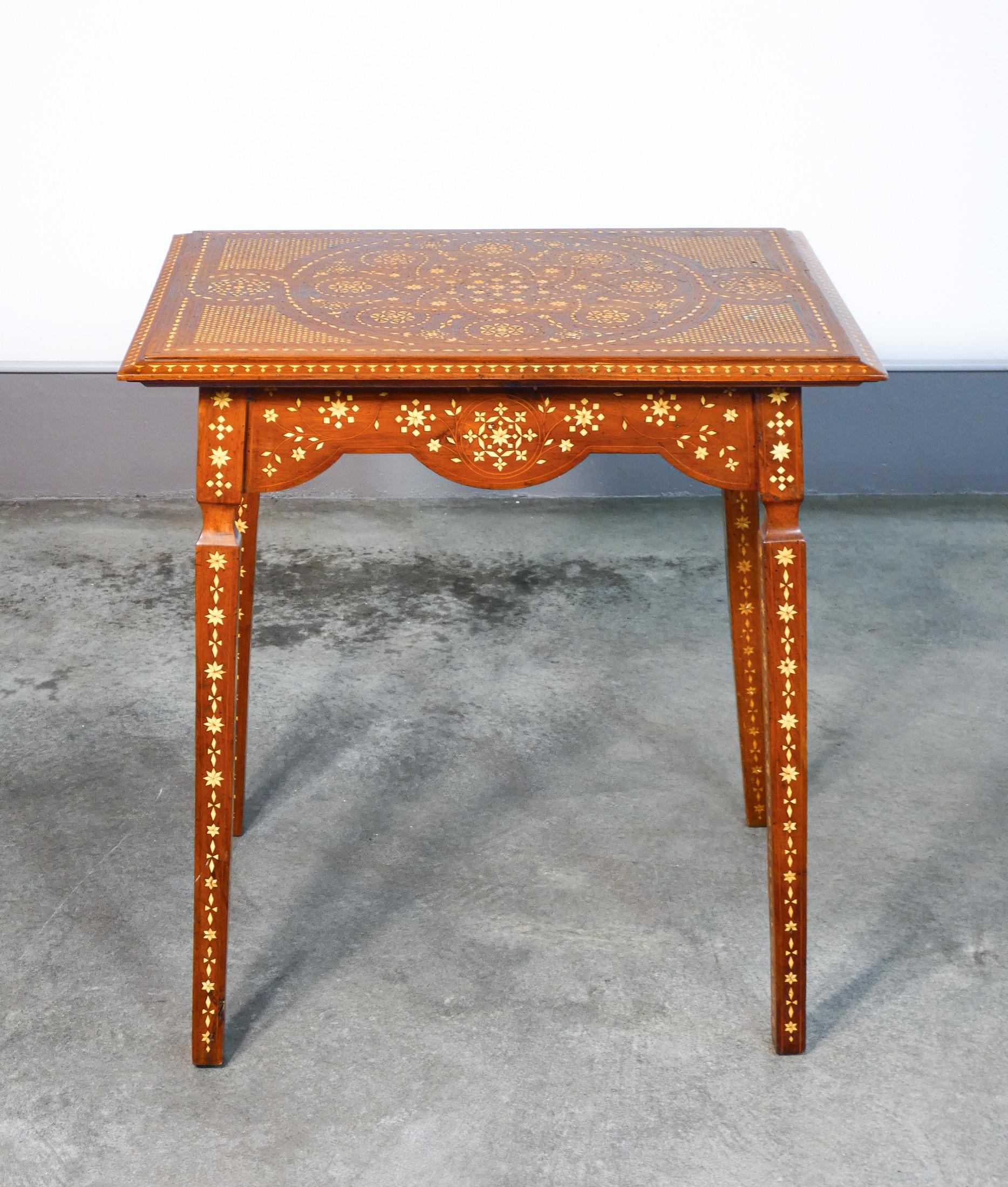Carthusian inlaid wood coffee table, style A. Brambilla. Italy, 1800 For Sale 2