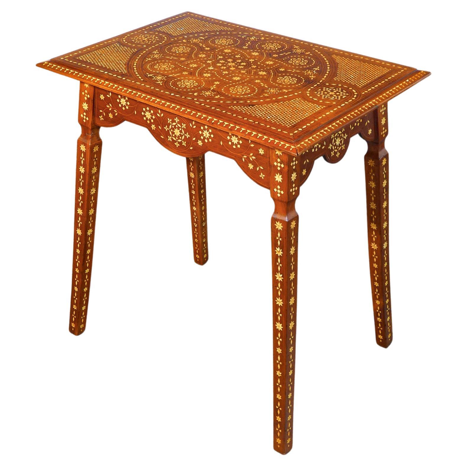 Carthusian inlaid wood coffee table, style A. Brambilla. Italy, 1800 For Sale