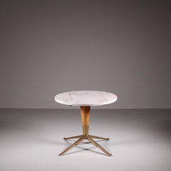 Tavolino in marmo, legno e ottone 1950