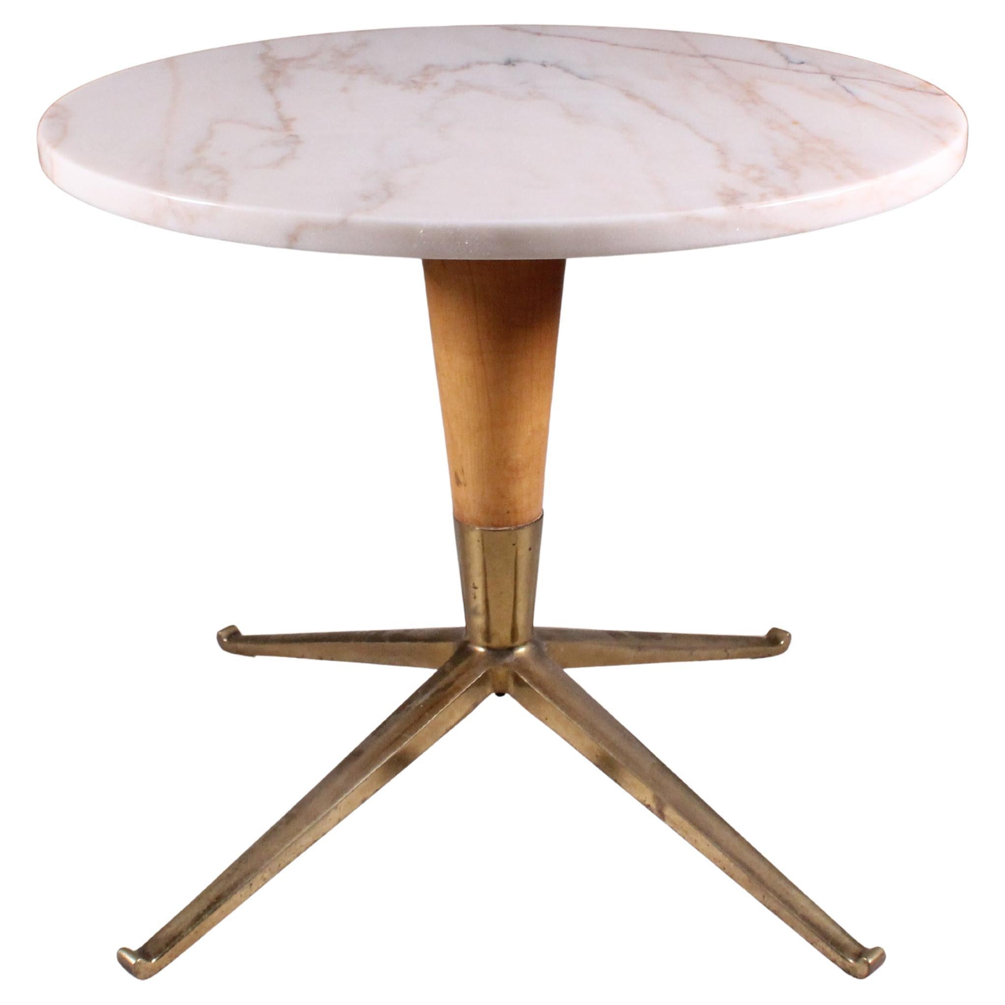 Tavolino in marmo, legno e ottone 1950