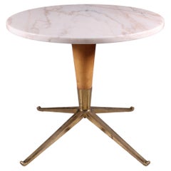 Tavolino in marmo, legno e ottone 1950