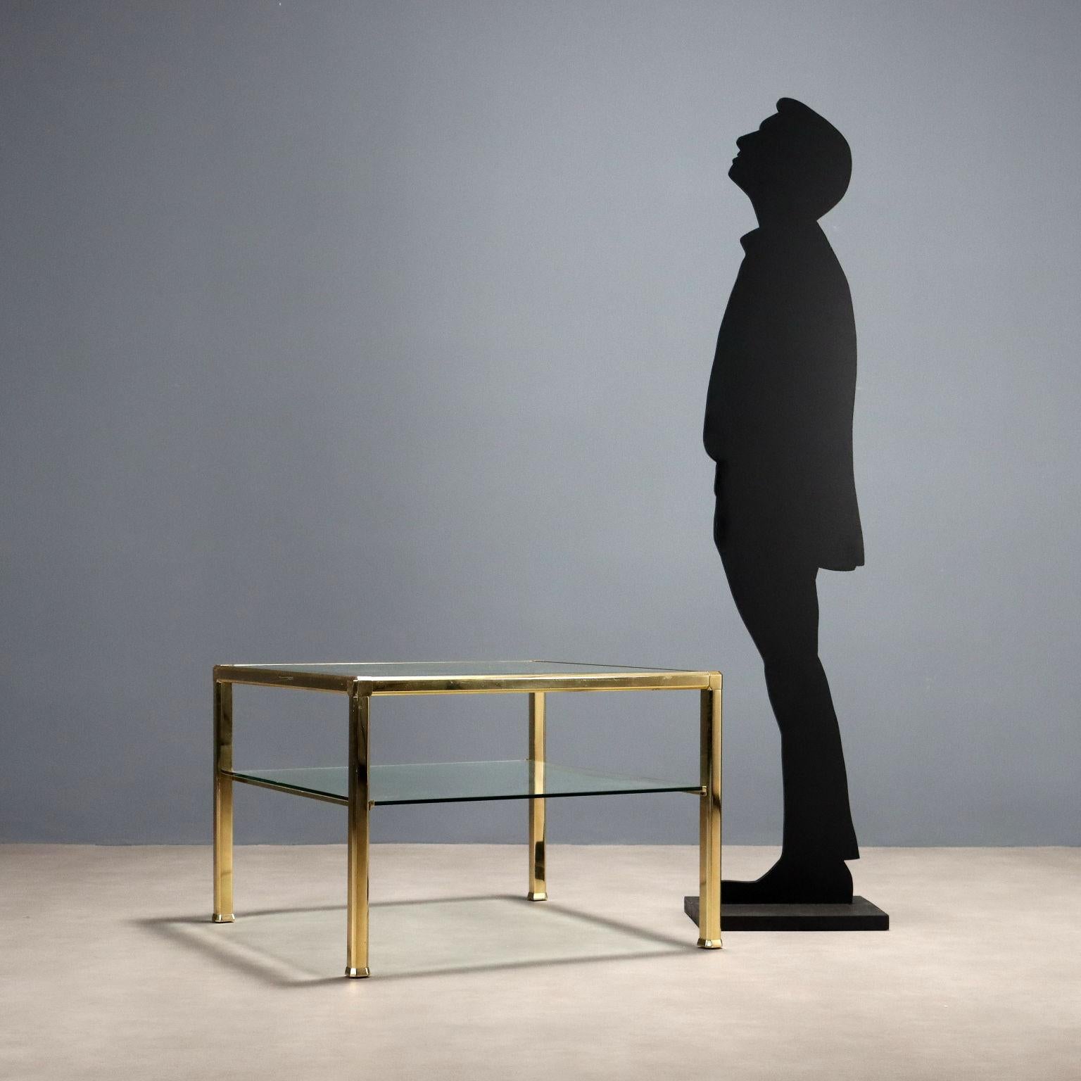 Mid-Century Modern 80s Brass and Glass Coffee Table For Sale