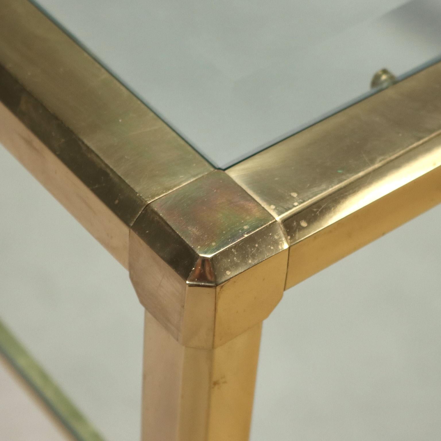 80s Brass and Glass Coffee Table For Sale 1