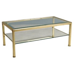 80s Brass and Glass Coffee Table