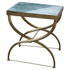 Mesa de centro de latón y mármol Verde Italia 1950 Estilo Paolo Buffa