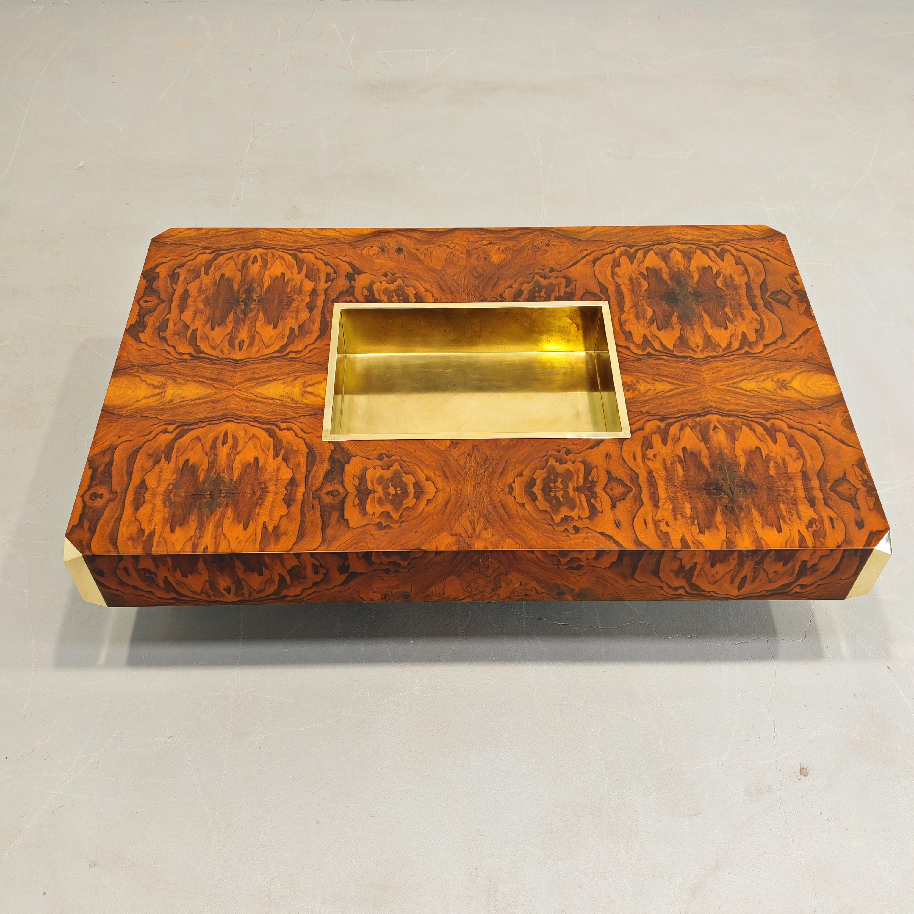Tavolino in radica mod Alveo Willy Rizzo per Mario Sabot 1970's 2