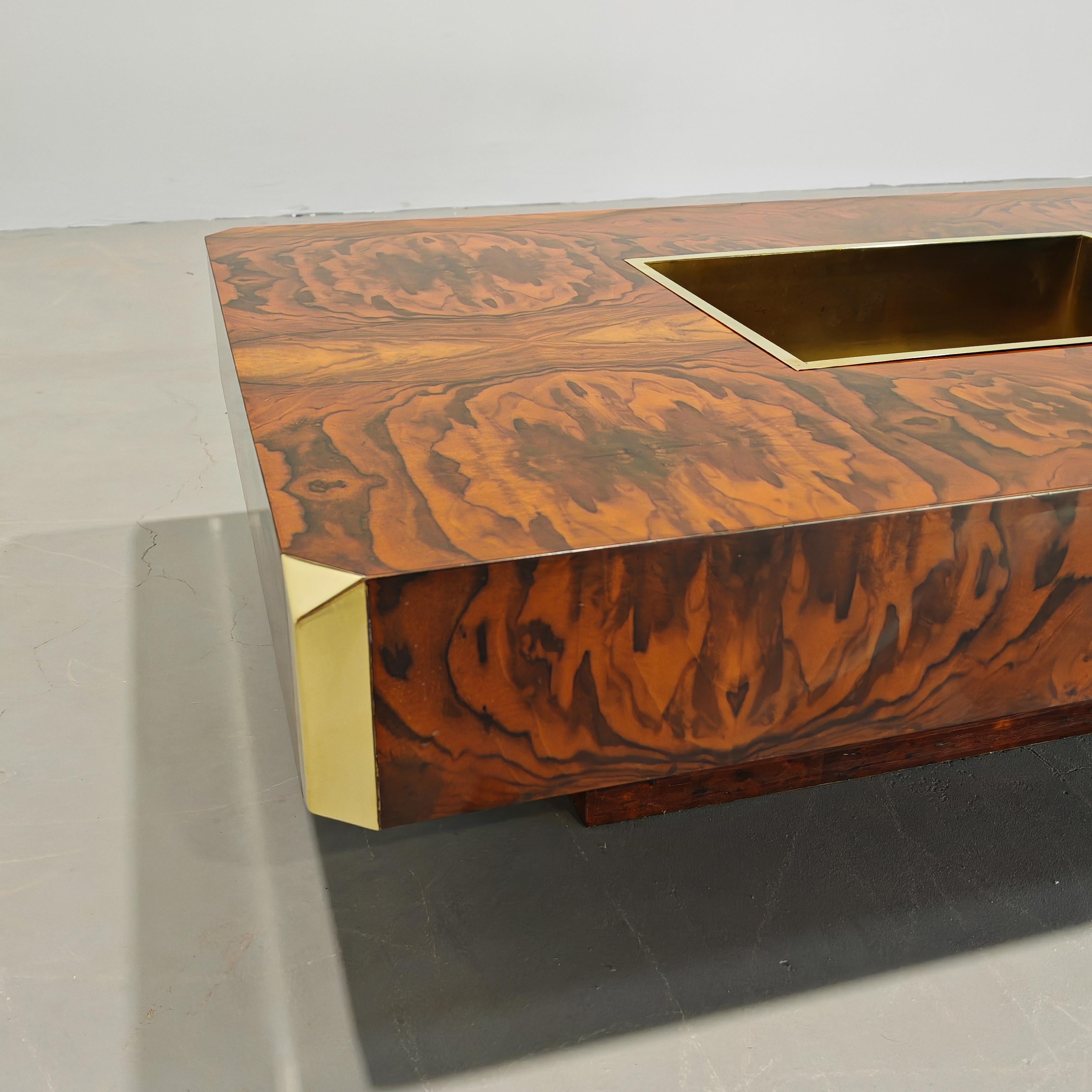 Tavolino in radica mod Alveo Willy Rizzo per Mario Sabot 1970's 5