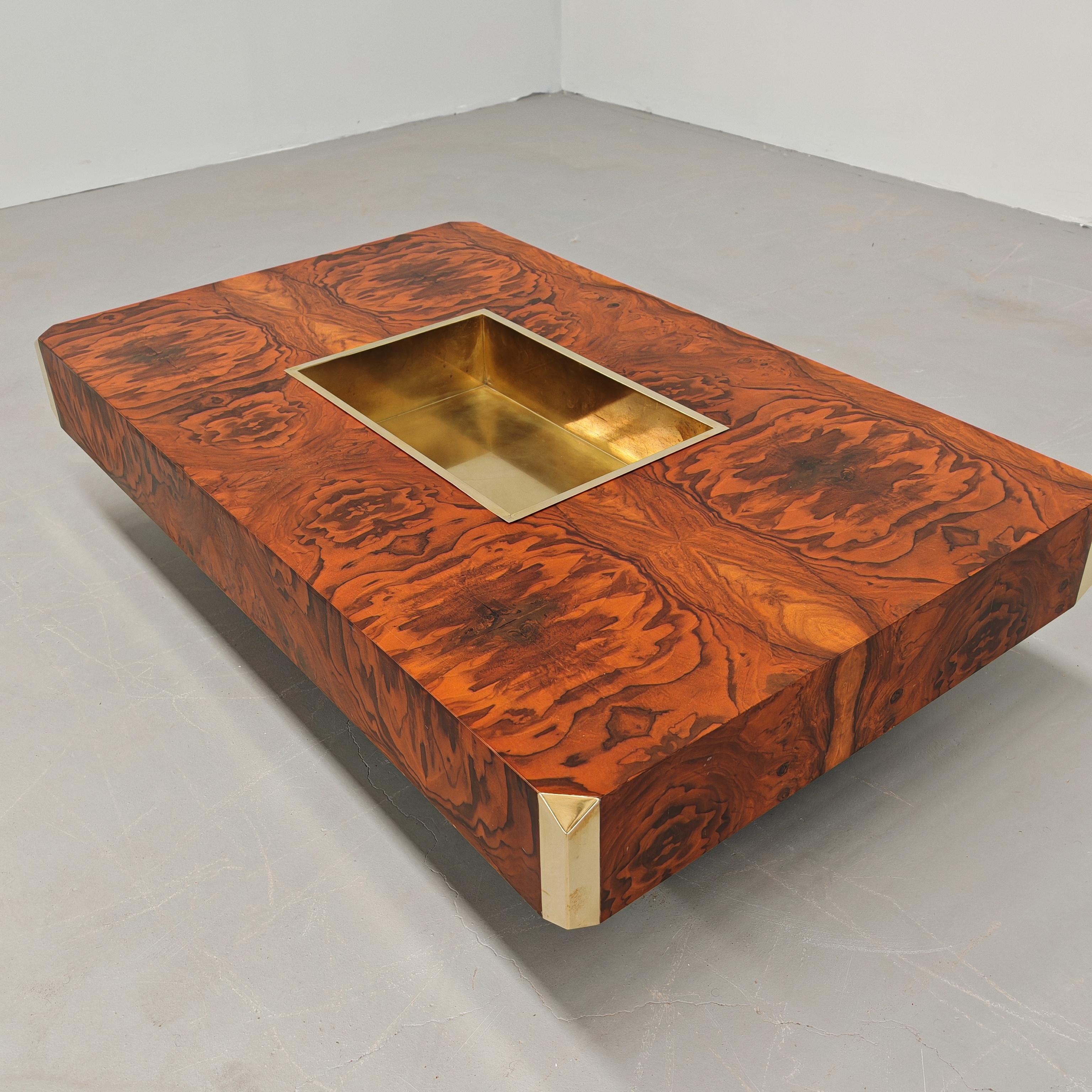 Tavolino in radica mod Alveo Willy Rizzo per Mario Sabot 1970's 6