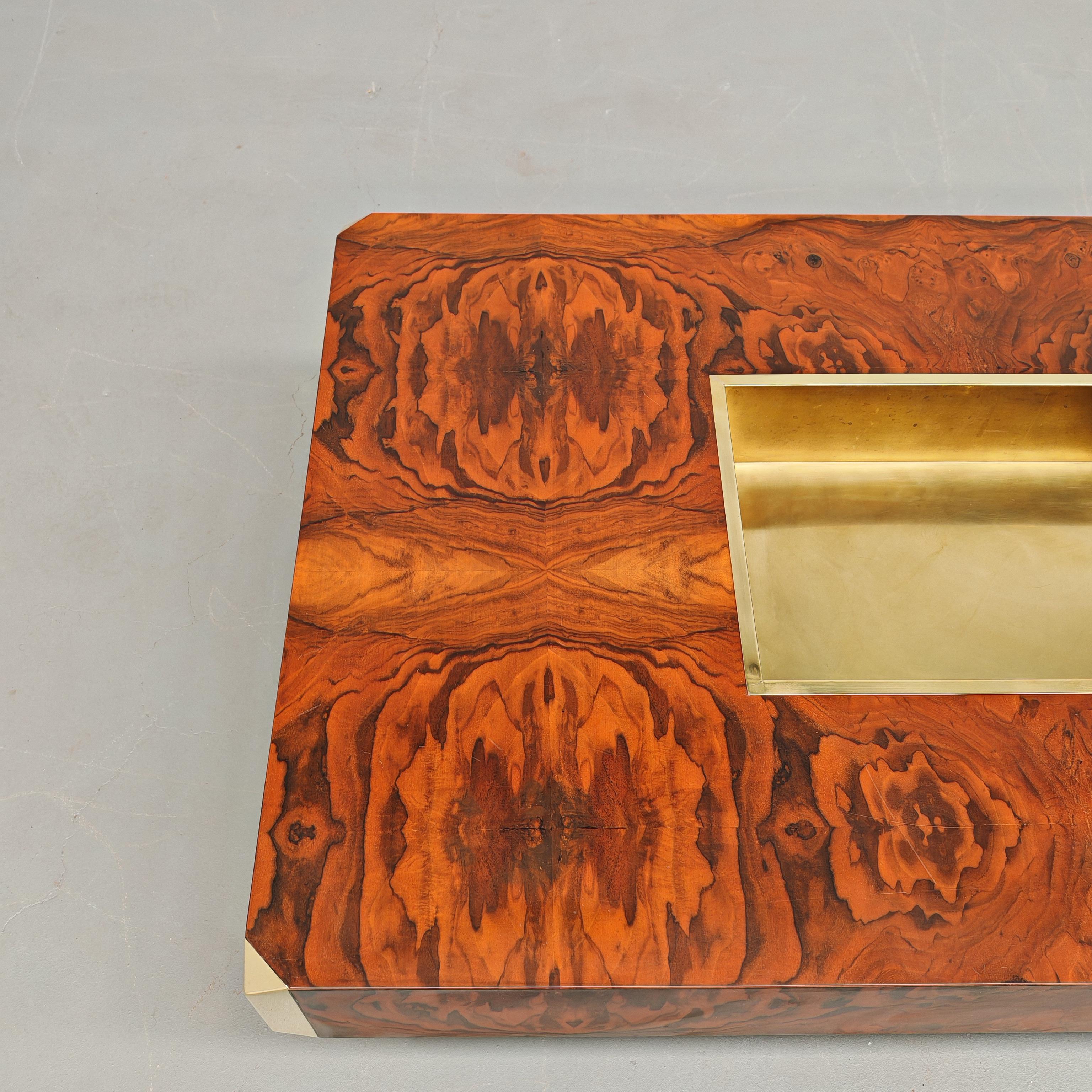 Tavolino in radica mod Alveo Willy Rizzo per Mario Sabot 1970's 8