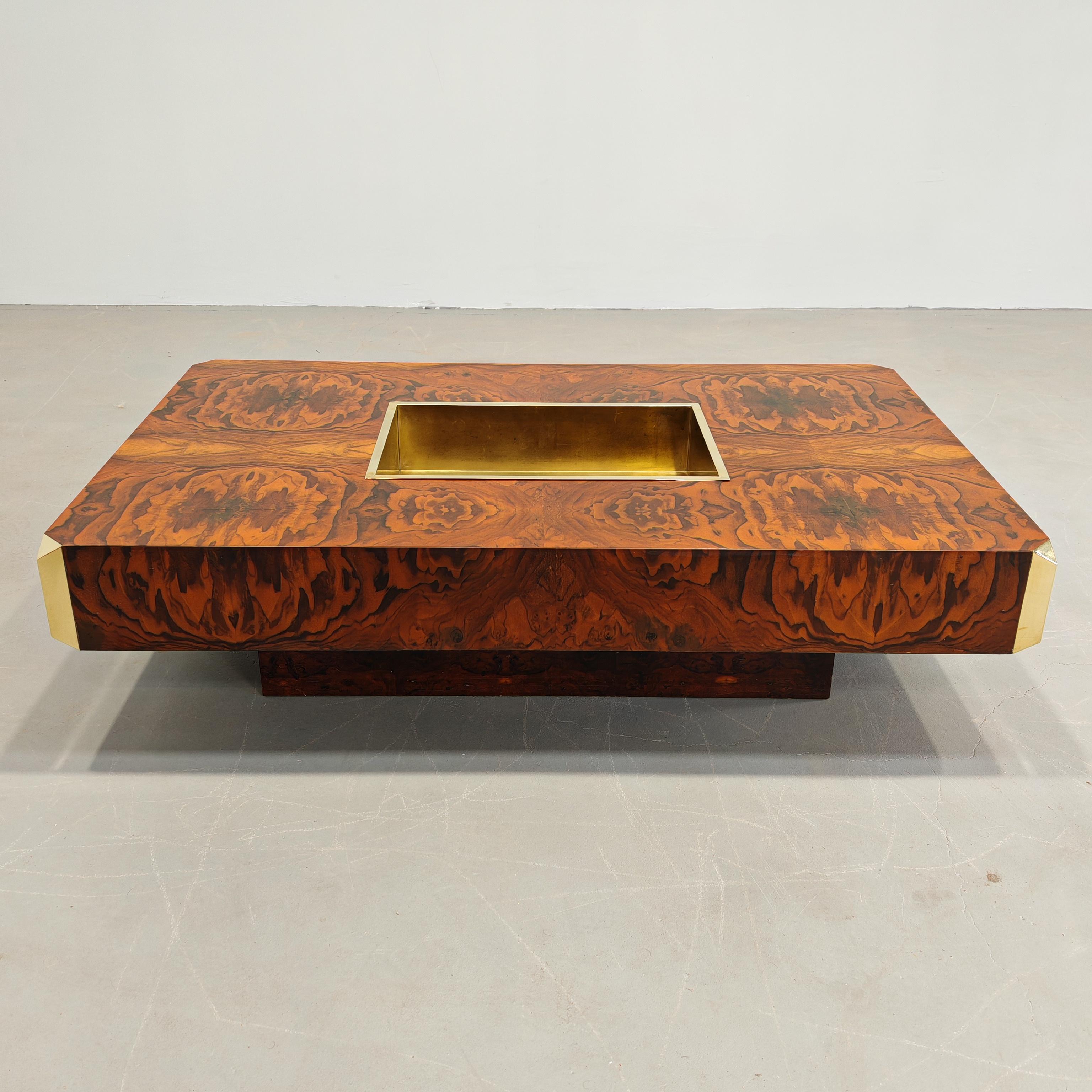 Tavolino in radica mod Alveo Willy Rizzo per Mario Sabot 1970's 1