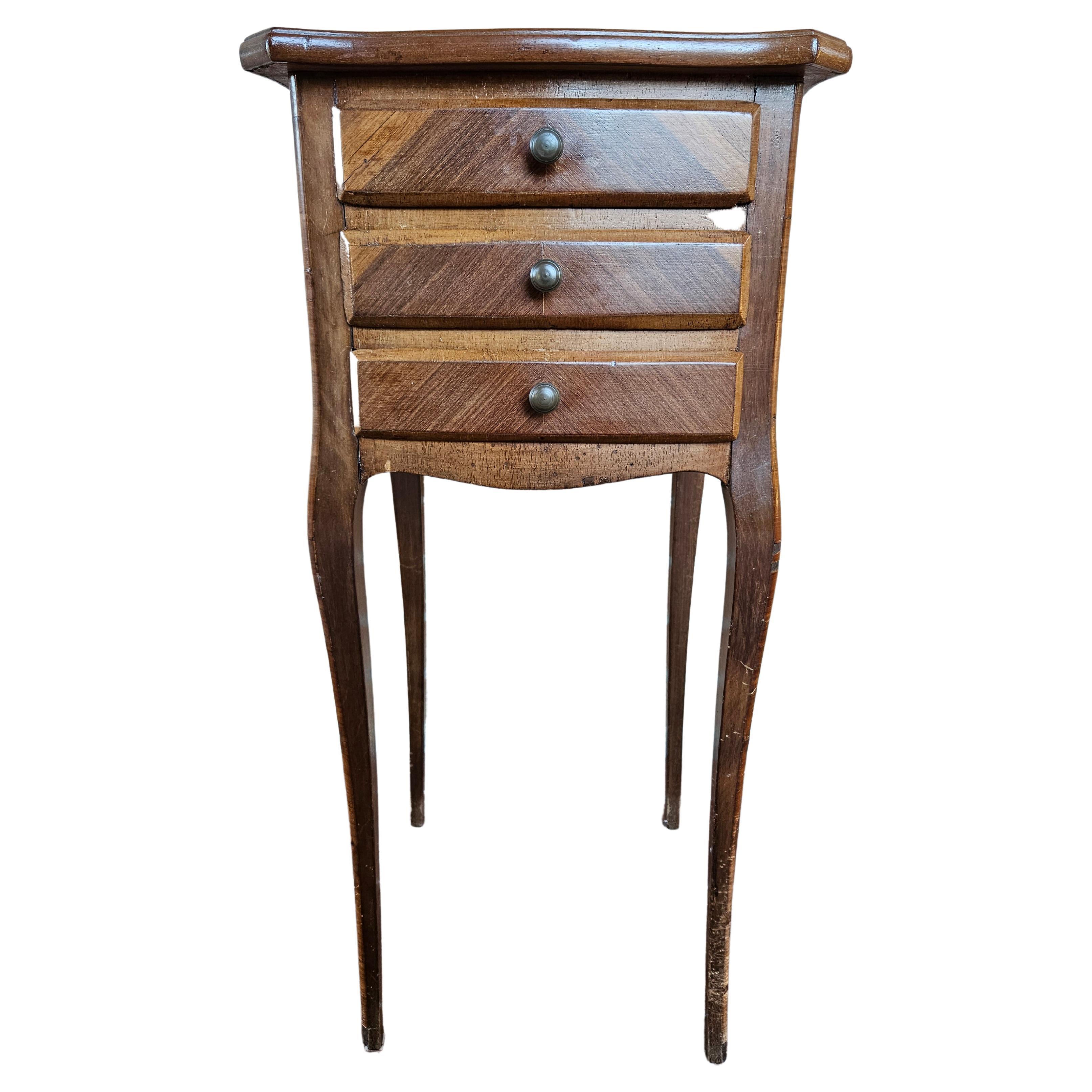 Neoclassical style entryway side table with three drawers 20th century For Sale