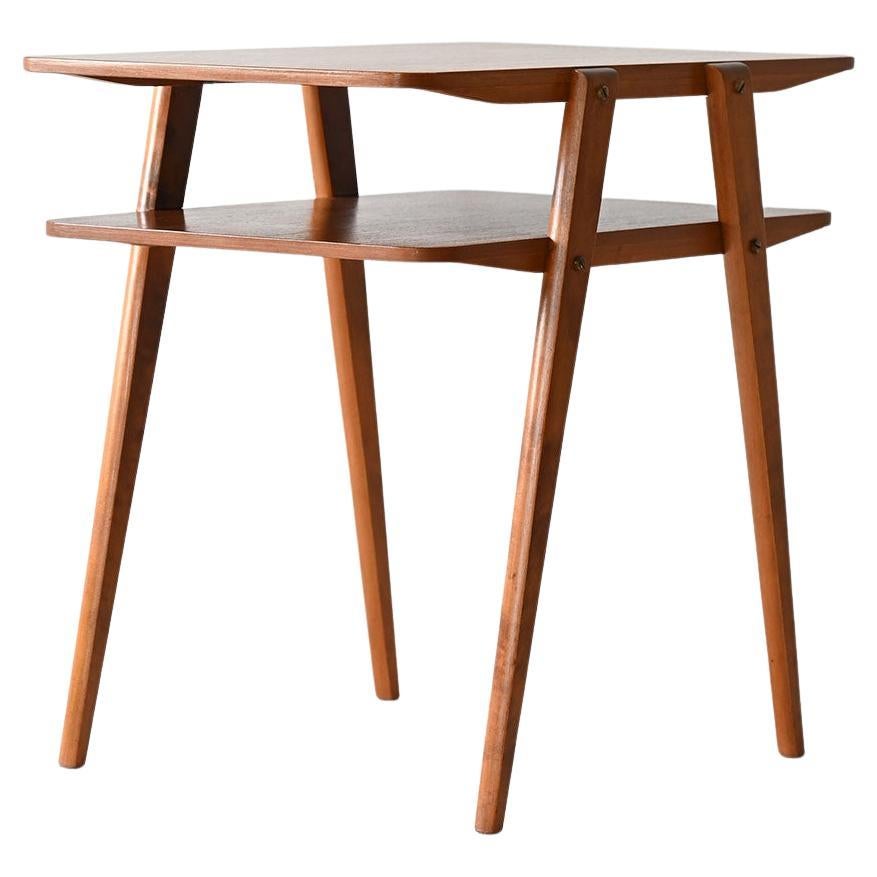 Teak coffee table with double shelf