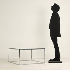 Mid-Century Modern Coffee Table, Chrome Metal & Glass, Italy, 1980