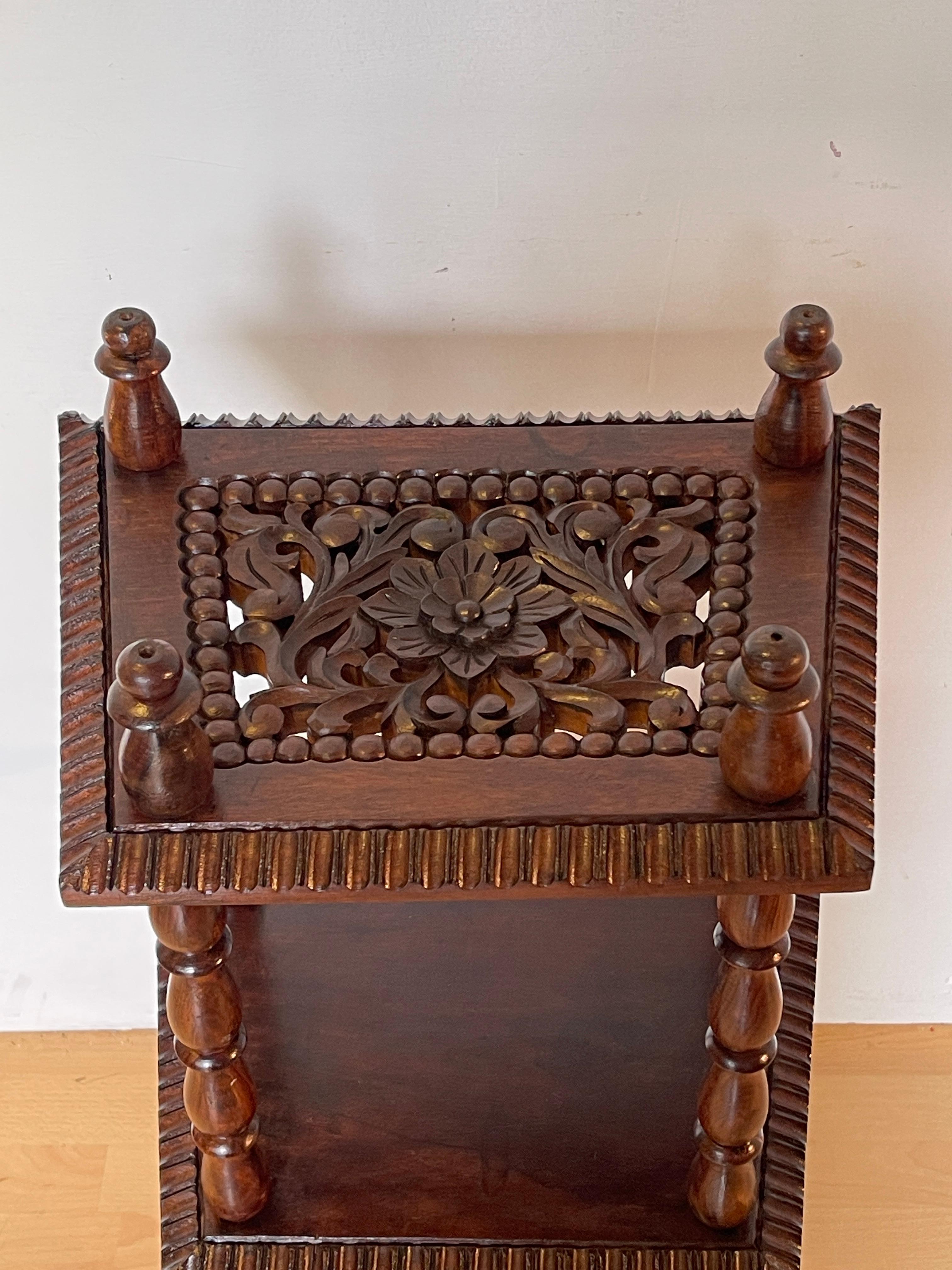 Solid Wood Carved Coffee Table with Three-Foot Base For Sale 3