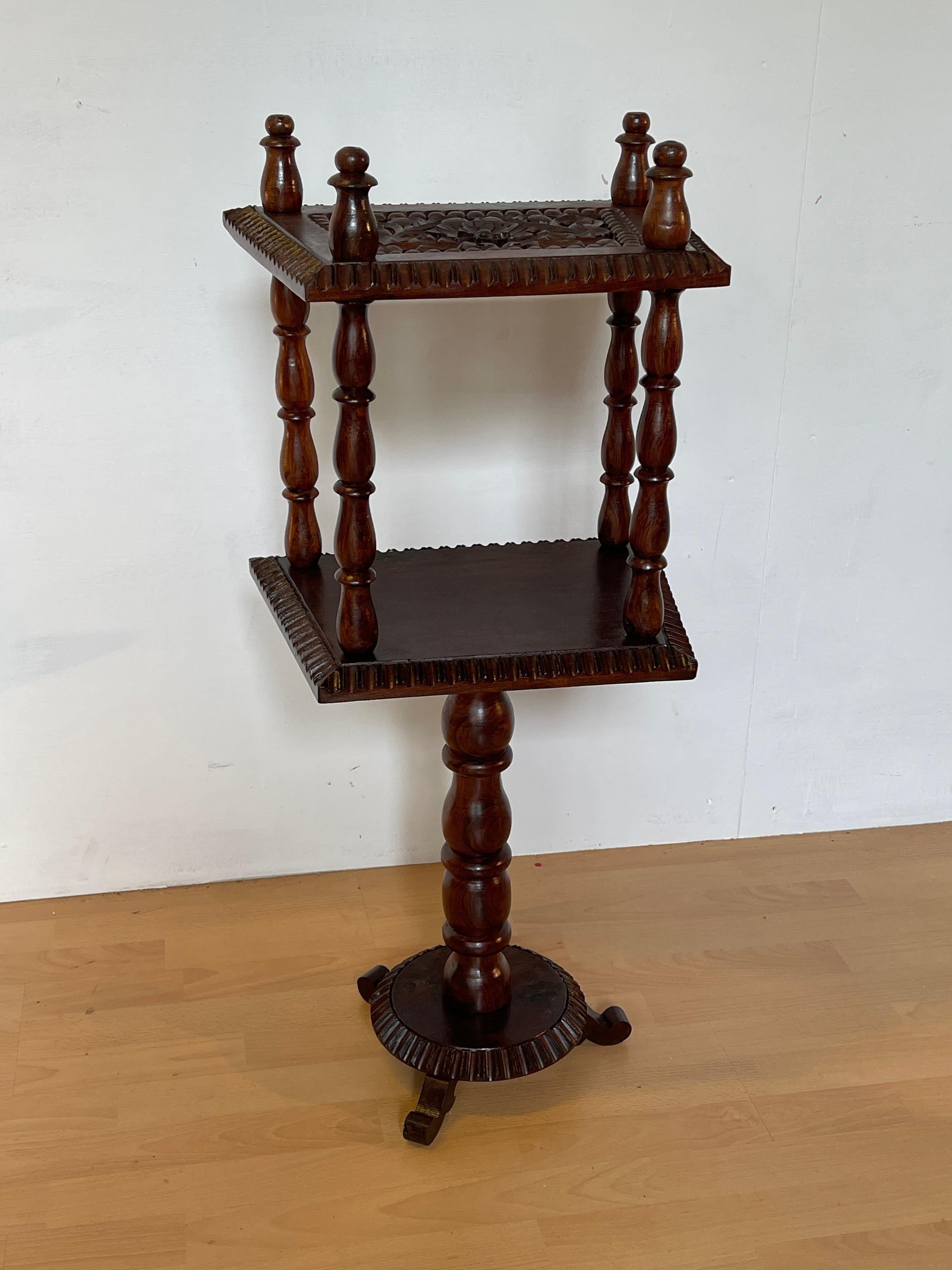 Neoclassical Solid Wood Carved Coffee Table with Three-Foot Base For Sale