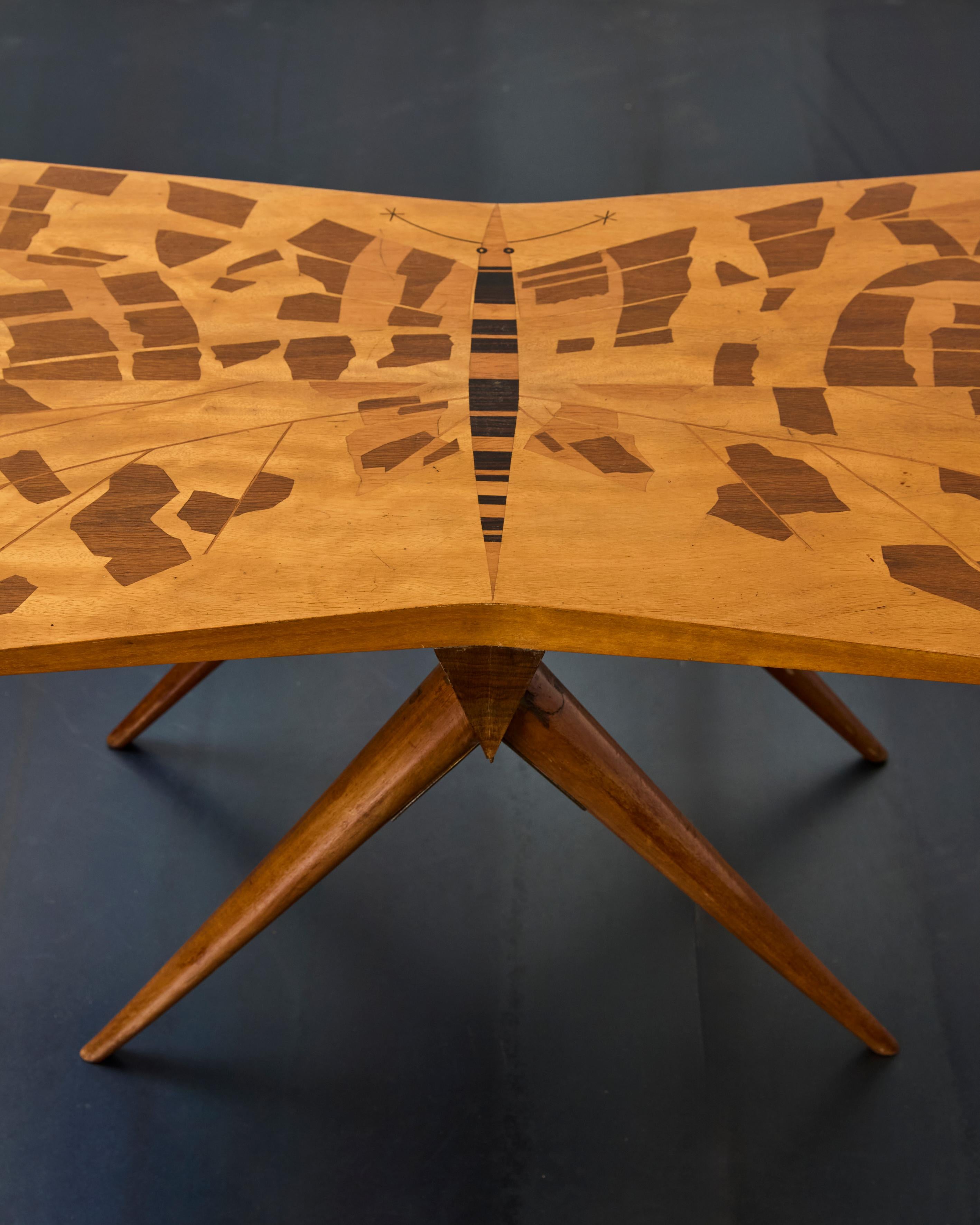 Mid-Century Modern Table d'appoint avec papillons, Marino Meo pour Scremin, 1950 en vente