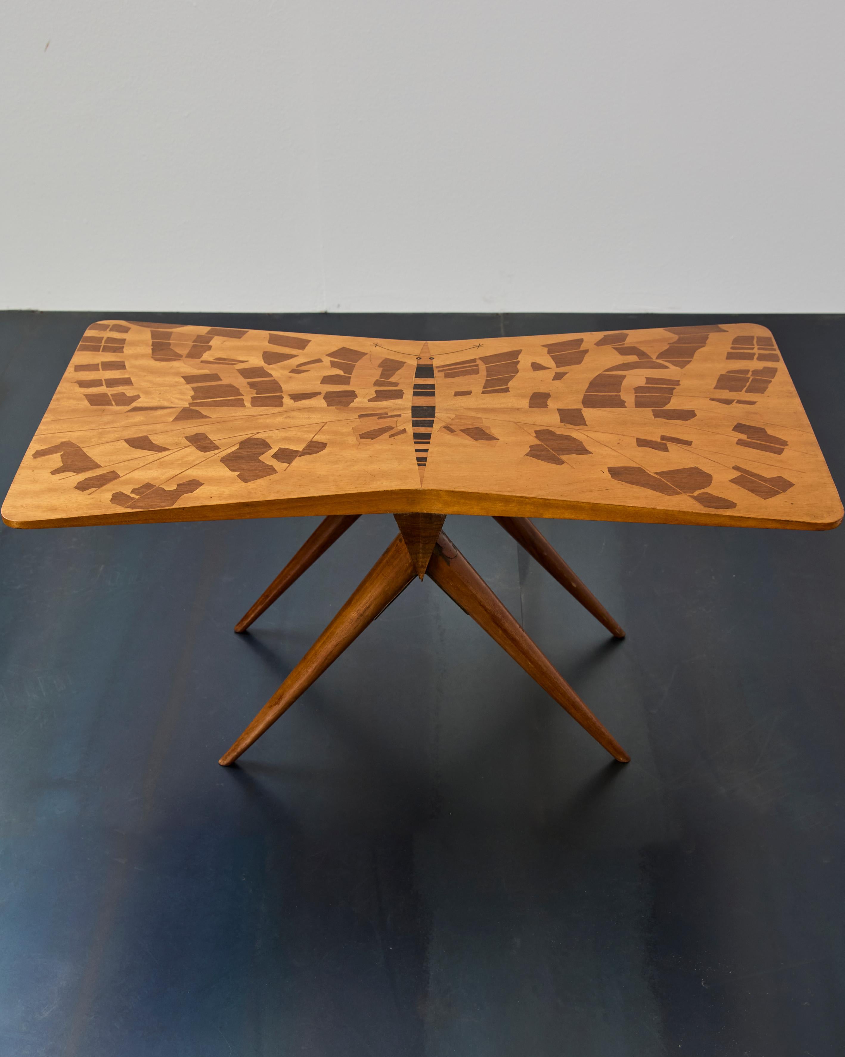 italien Table d'appoint avec papillons, Marino Meo pour Scremin, 1950 en vente
