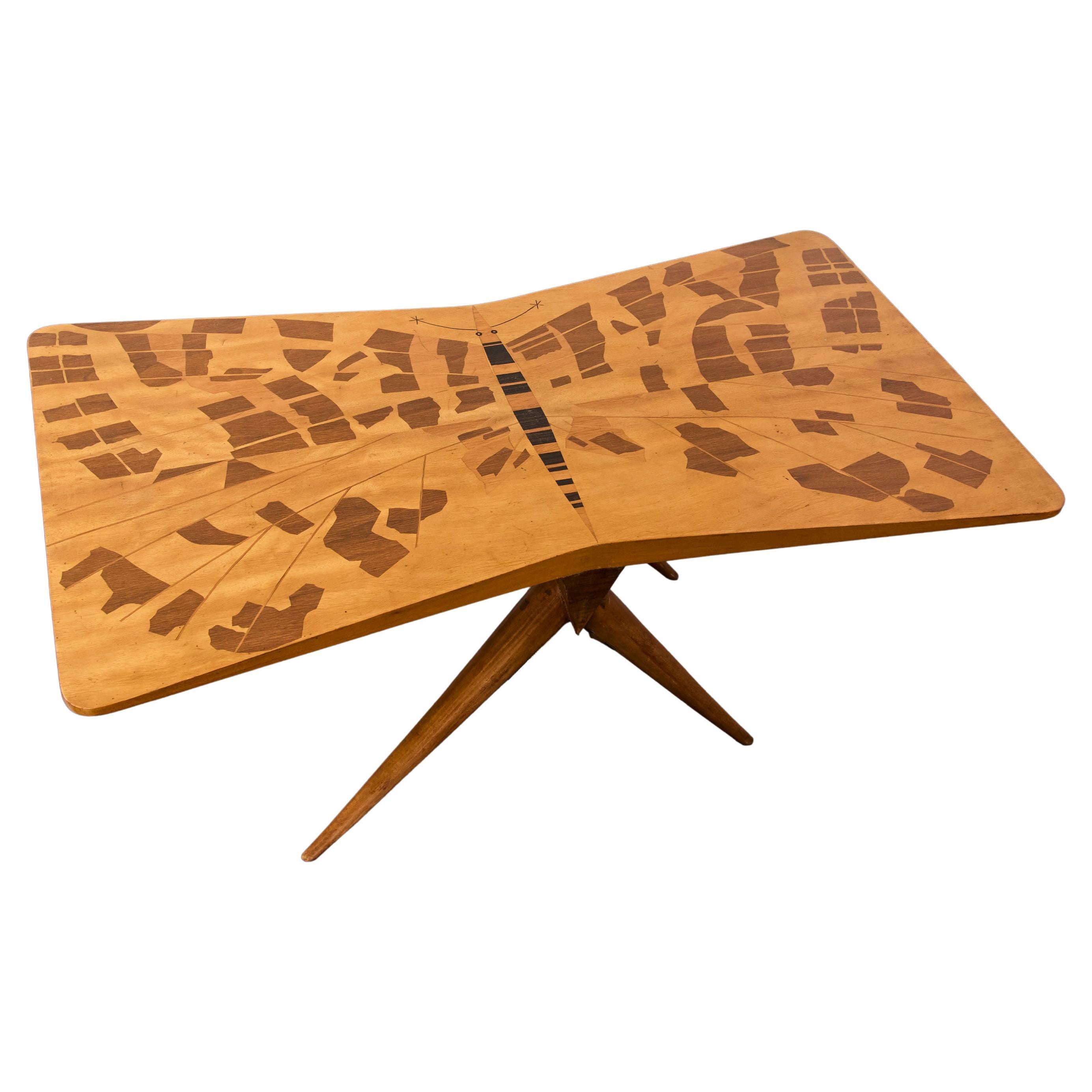 Table d'appoint avec papillons, Marino Meo pour Scremin, 1950 en vente