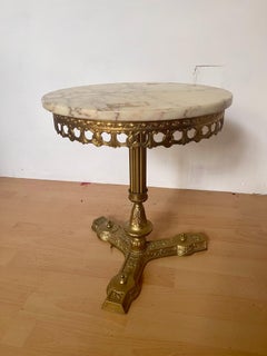 Italian brass and metal coffee table with marble top 1960s