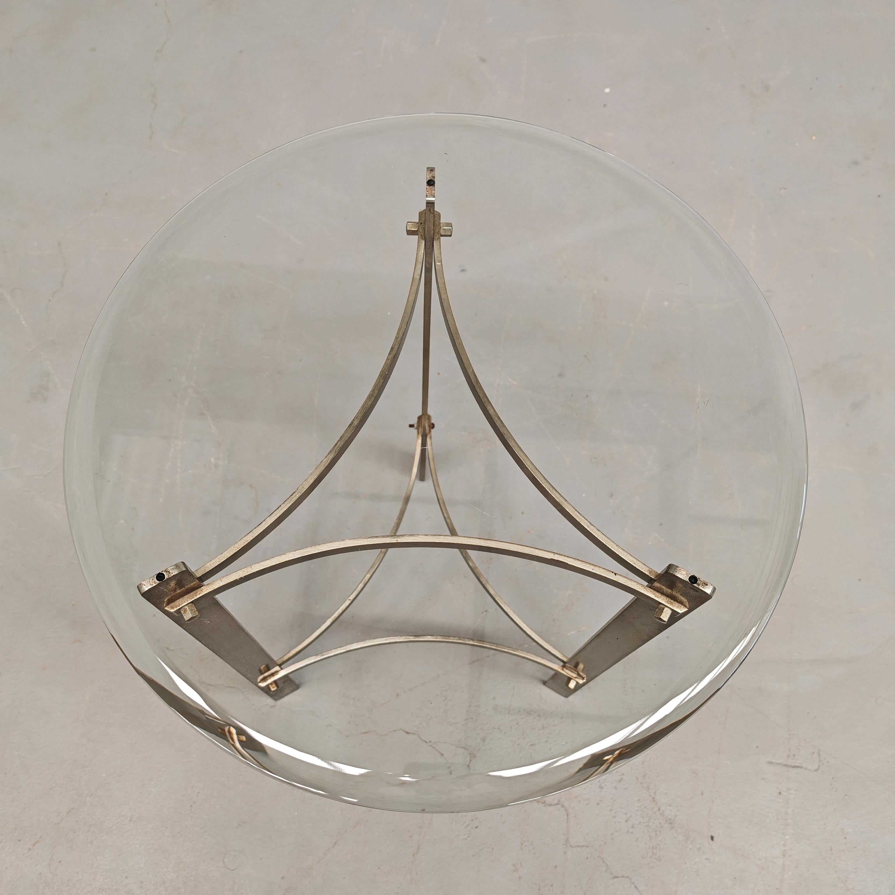 Italian table d'appoint en verre et acier design italien des années 1960 en vente
