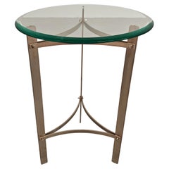 mesa auxiliar de cristal y acero diseño italiano años 60