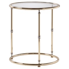 Gold bath brass side table with 4mm crystal top EL075