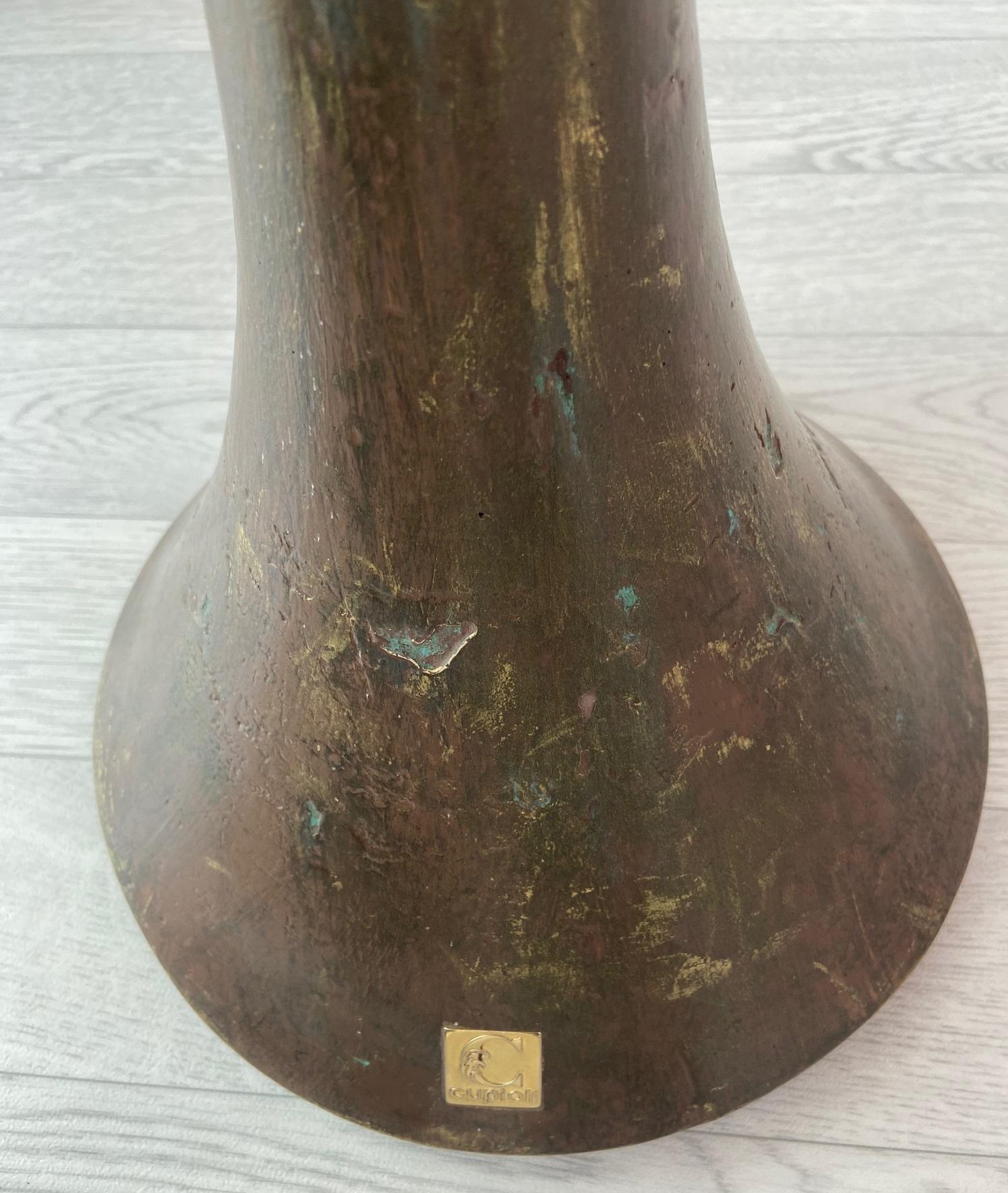 Sofa Side Table Round Gold and Bronze Leaf Finish Handmade in Italy In New Condition For Sale In Rimini, IT