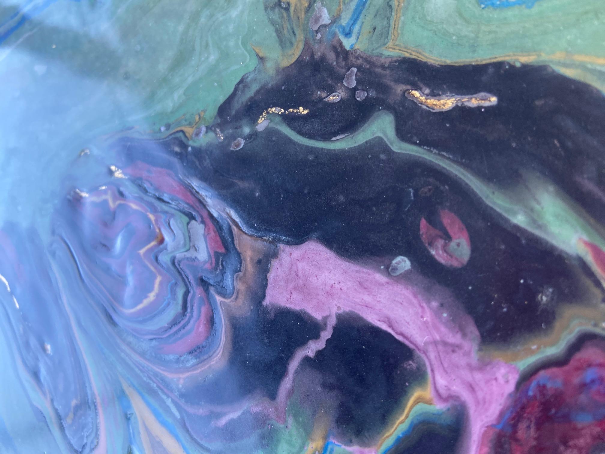 Tavolino Lato Divano Rotondo Finitura Foglia Oro e Bronzo Fatto a Mano in Italia In condizioni Nuovo in vendita a Rimini, IT