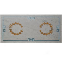 Tavolino Ferro Battuto e Piano Marmo Bianco Intarsiato a mano in Italia Cupioli