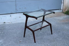 Minimale 1950s Italian coffee table with glass top Cesare Lacca