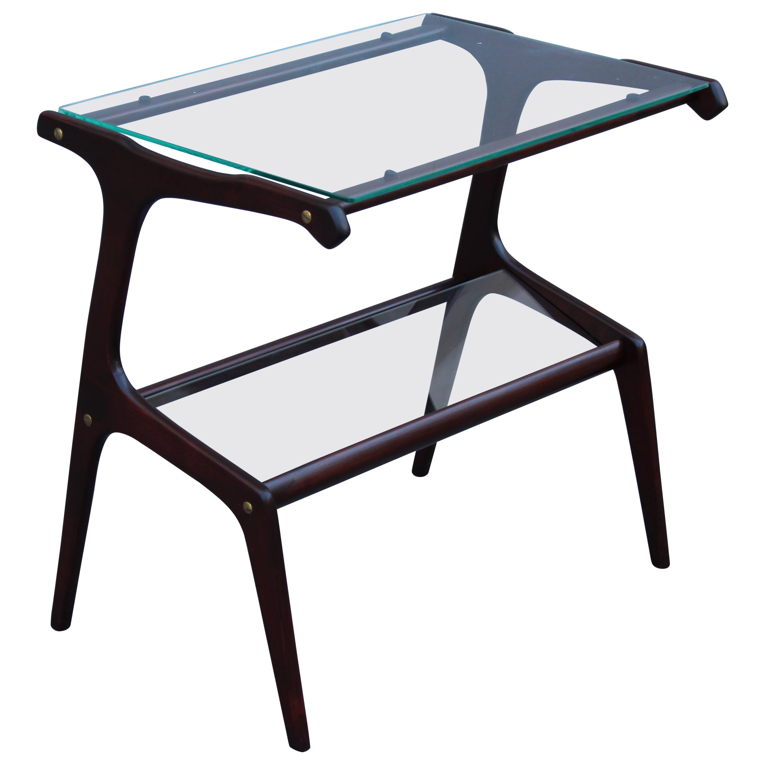 Minimale Table basse italienne des années 1950 avec plateau en verre Cesare Lacca en vente
