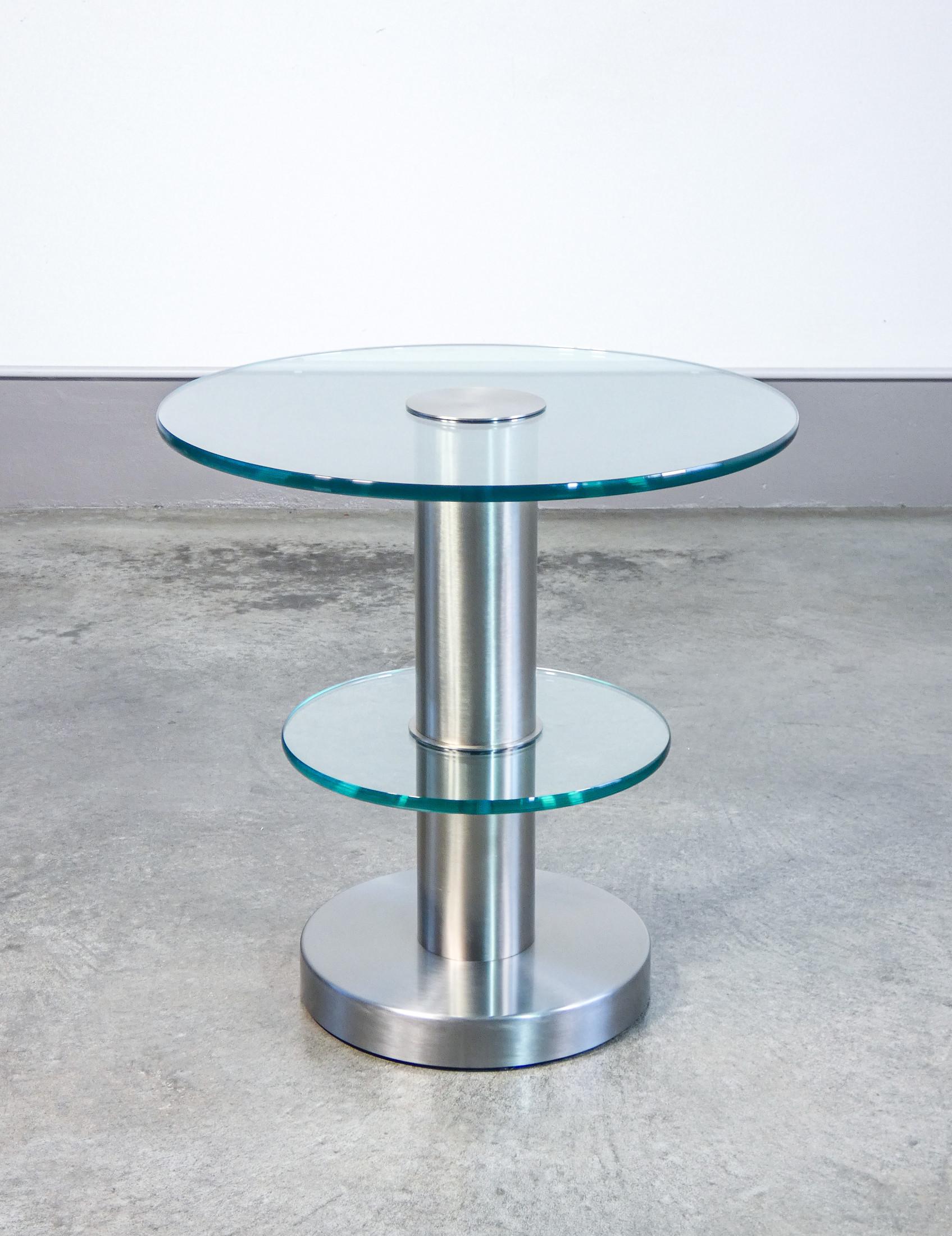 Kleiner Tisch, Mod. 1932, Entwurf von Giò PONTI für FONTANA ARTE. Glas und Metall. Italien (Italian) im Angebot