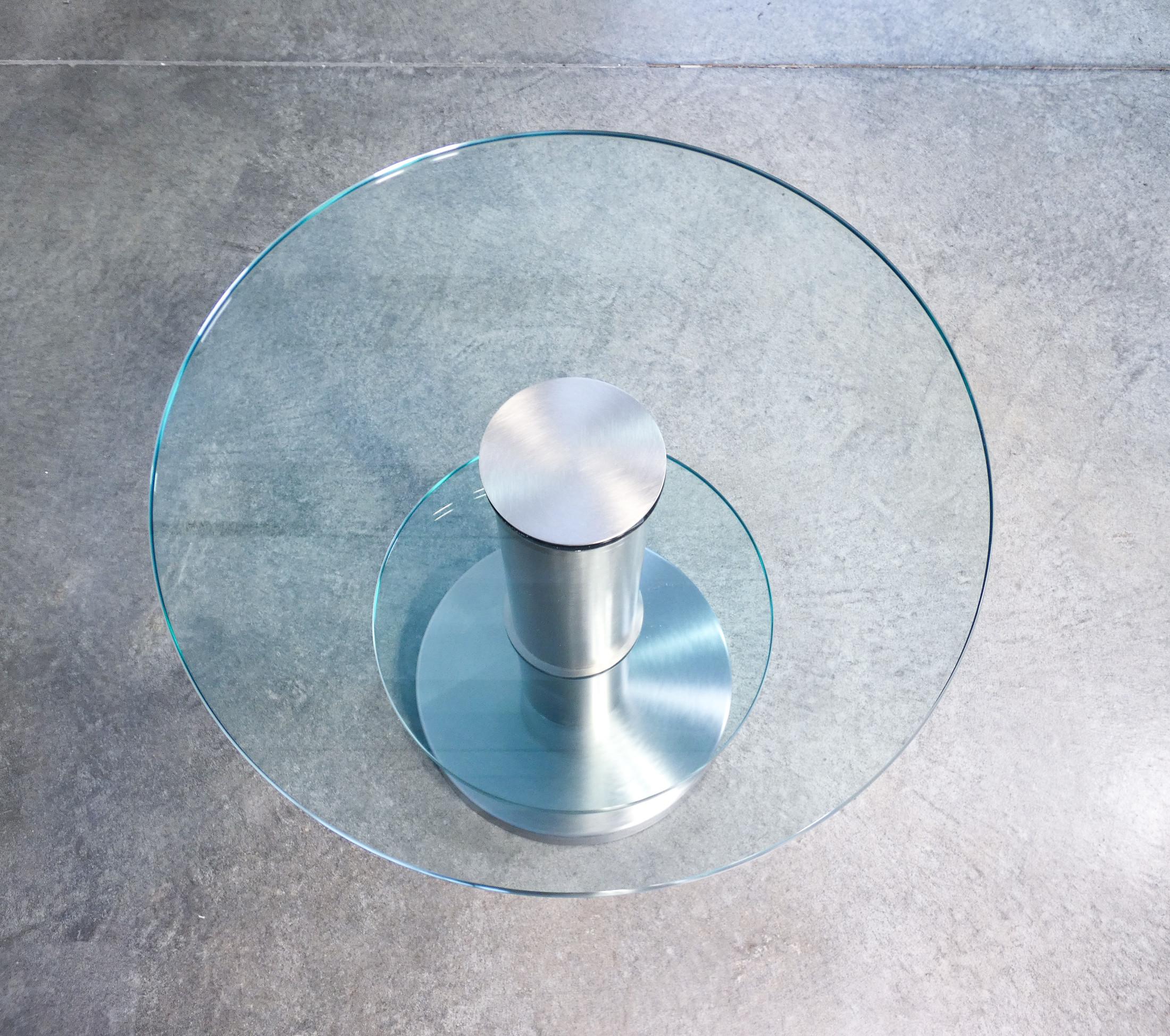 Late 20th Century Small table mod. 1932 design by Giò PONTI for FONTANA ARTE. Glass & Metal. Italy For Sale