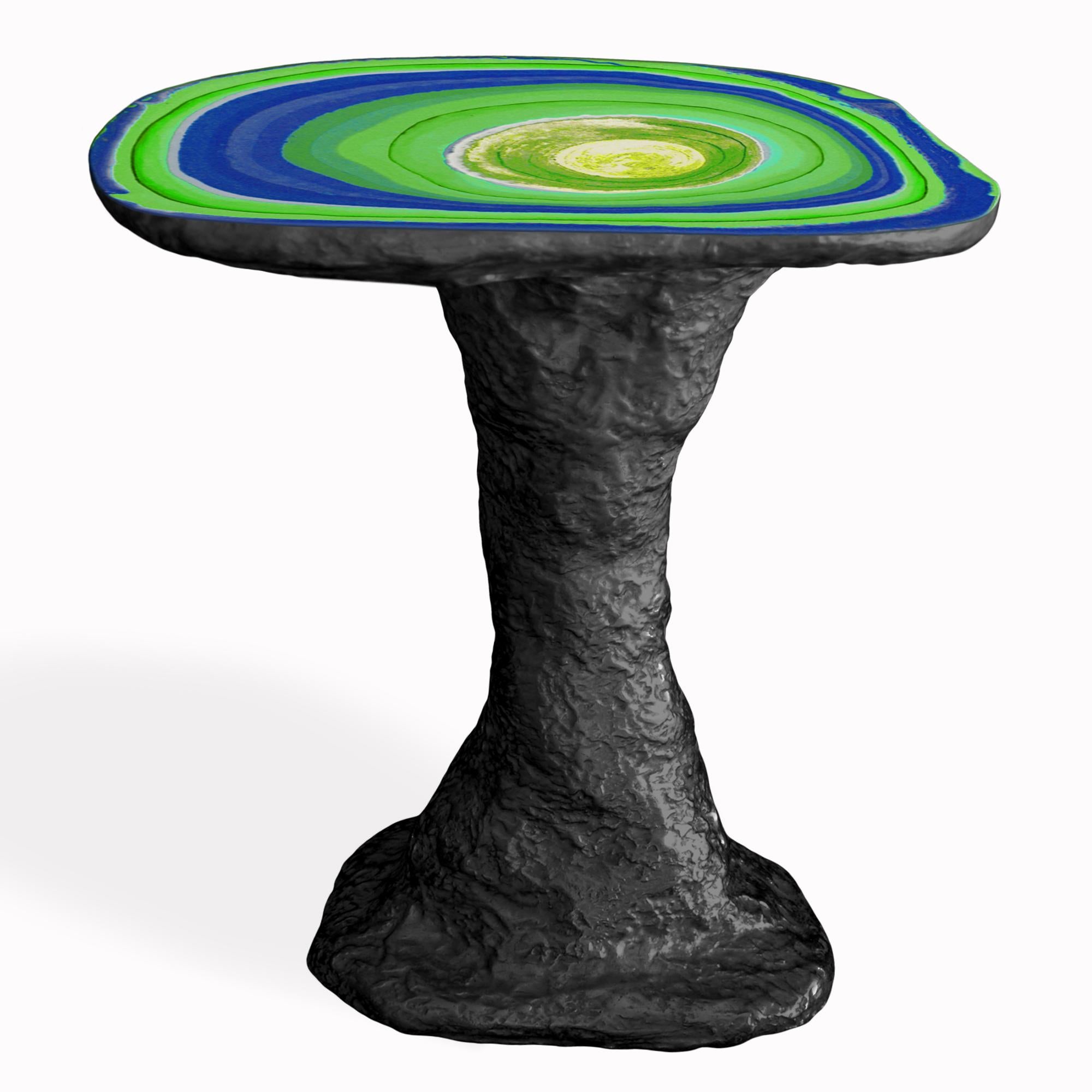 Fait main Table basse moderne noire, bleue et verte faite à la main en Italie par Cupioli en vente