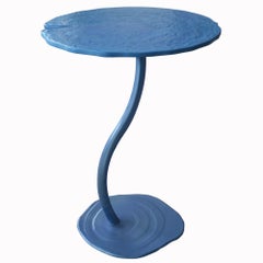 Ninfea Coffee Table Light Blue Base Iridescent Iron Handmade by Cupioli Italy