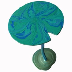 Ninfea Green Coffee Table Green Iridescent Iron Base Handmade by Cupioli Italy