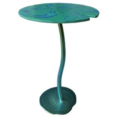 Tavolino Ninfea Verde Base Ferro Verde Cangiante Fatto a Mano da Cupioli Italy