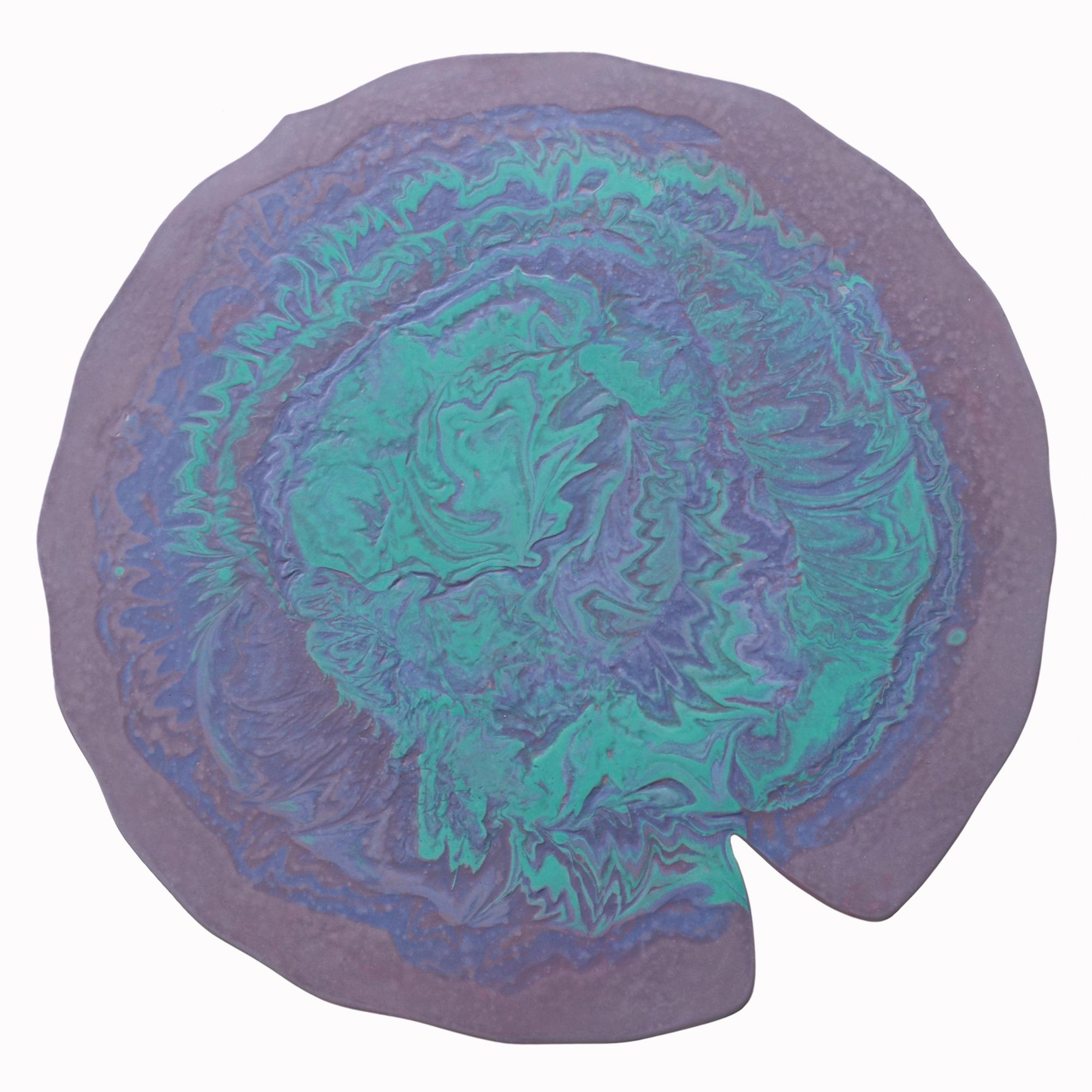 Moderno Tavolino Ninfea Viola Base Ferro Viola Cangiante Fatto a Mano da Cupioli Italy in vendita