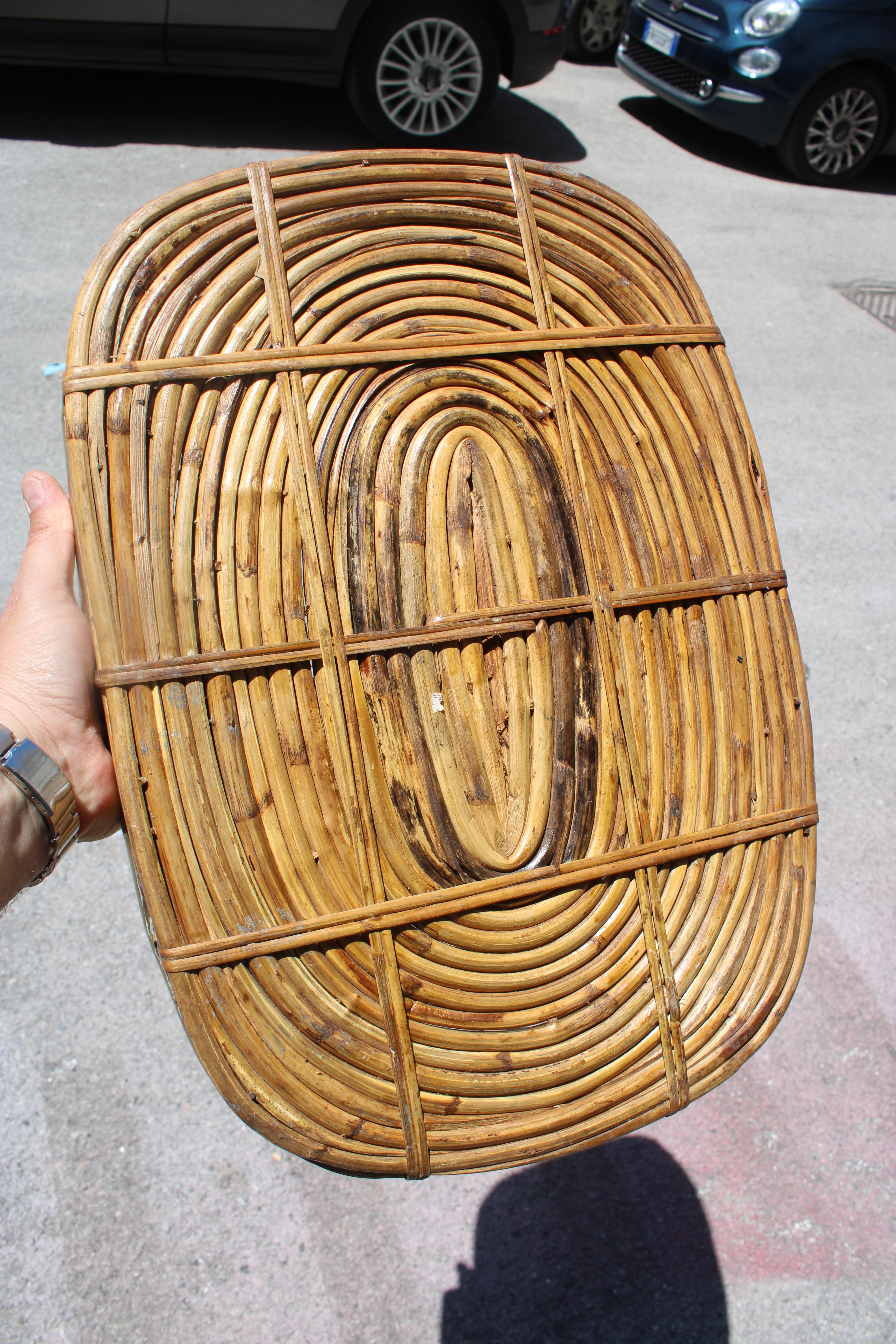 Tavolino Pieghevole con Vassoio Ottone e Bambù Italia 1970s en vente 3
