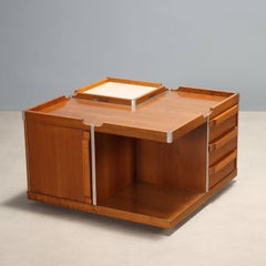 Tavolino quadrato Vintage Anni '70 in noce tanganica