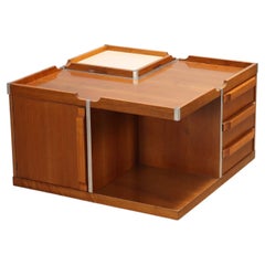 Tavolino quadrato Vintage Anni '70 in noce tanganica