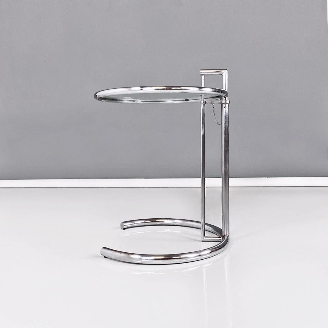 Late 20th Century Tavolino regolabile E 1027, acciaio cromato e vetro, moderno, Eileen Gray, 1990s