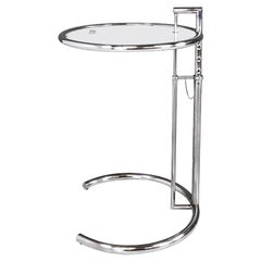 E 1027 adjustable coffee table, chrome-plated steel and glass, modern, Eileen Gray, 1990s