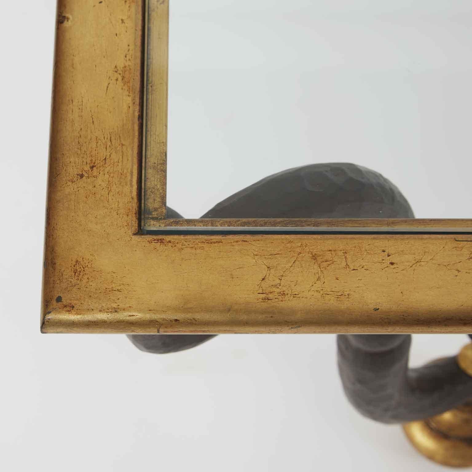 Forged Florentine Caffe Table by Banci 1980s Gilded Iron and Crystal Two Levels For Sale