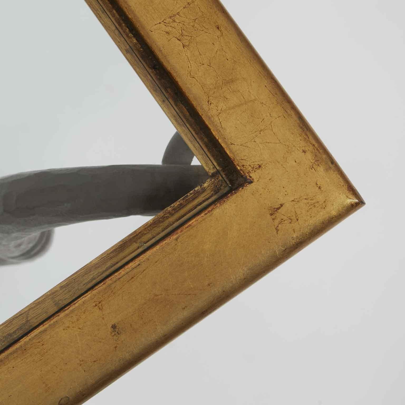 Florentine Caffe Table by Banci 1980s Gilded Iron and Crystal Two Levels For Sale 1