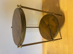 Runder Couchtisch aus Messing und Holz im italienischen Stil mit zwei Ablagen