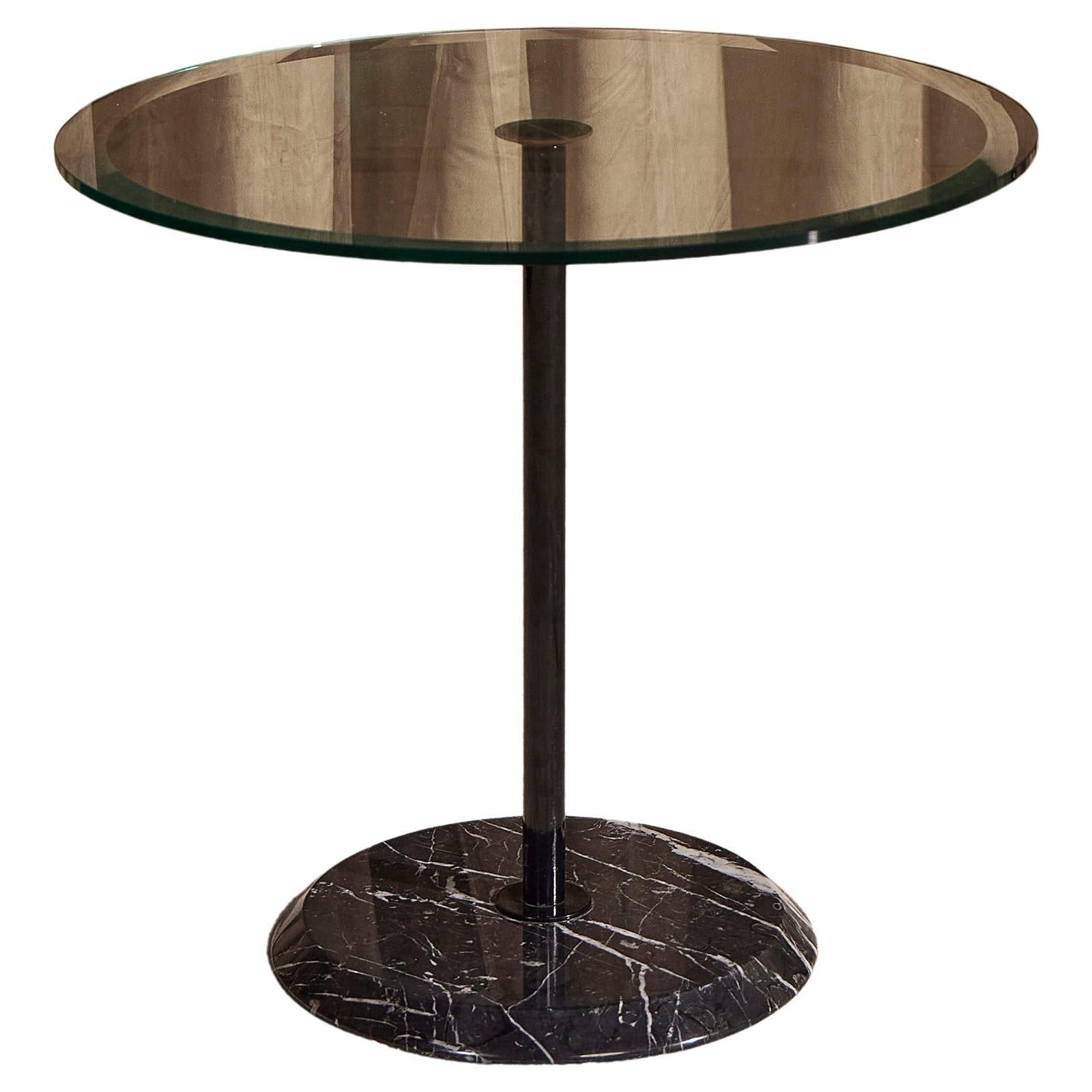 Round coffee table with marble base, Italy 1980s